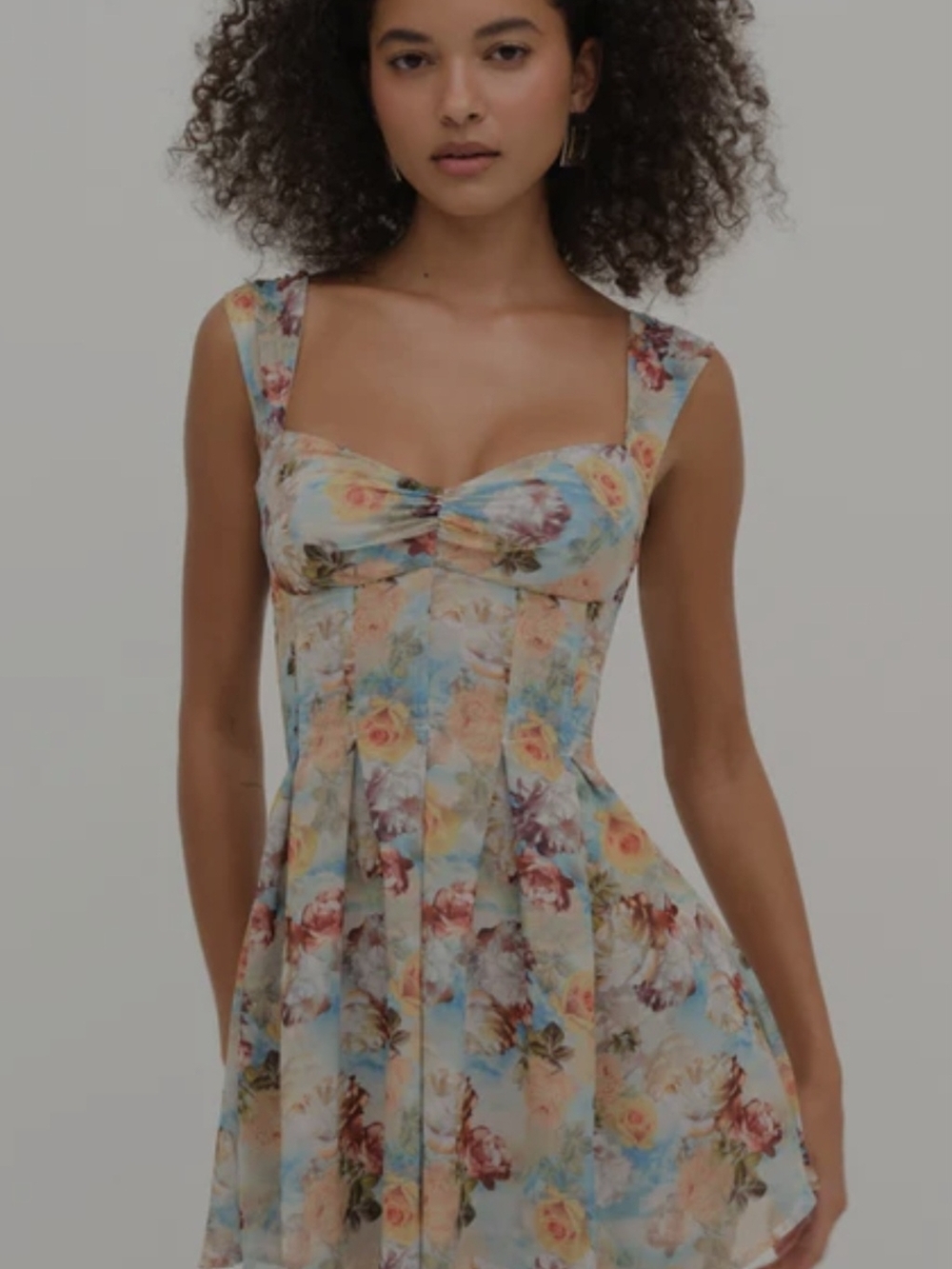 NWOT For Love And Lemons Pastel Floral Mini Dress in Blue and Peach August Angel